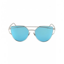 Metal Bar Silver Frame Sunglasses For Women