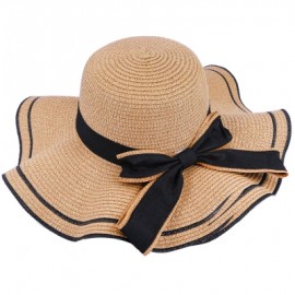 SALYBABY Spring Elegant Wavy Brim with Bow-Knot Beach Straw Hat