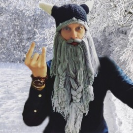 Winter warm and windproof viking beard beanie hat